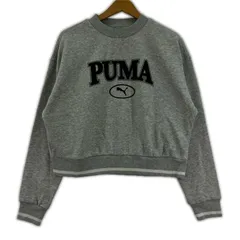 PUMA プーマ 裏起毛 ロゴプリント クロップドスウェット sizeM/グレー
