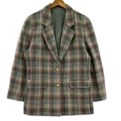 DAKS ダックス グレンチェック ウールテーラードジャケット size9AR/グレー
