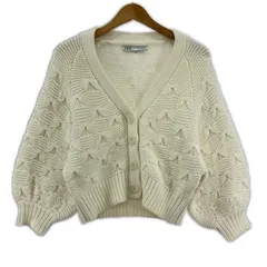 ZARA ザラ ニットカーディガン sizeEUR S/ホワイト