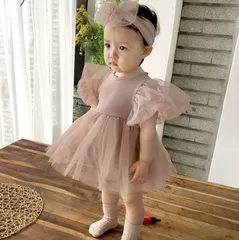 ベビー ワンピース ドレス ロンパース 女の子 セレモニードレス チュール ヘアバンド ベビードレス ハーフ バースデー 衣装 結婚式 1歳 誕生日01225588