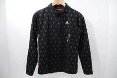 中古 レディース ルコックスポルティフ le coq sportif 長袖ポロシャツ L 黒 ブラック ボタンダウン 総柄