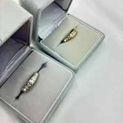 N 最終値下げ中【ヴィンテージ】SWAROVSKI スワロフスキー スクエアカット リング 55 ペアリング シルバー プラチナ ゴールド