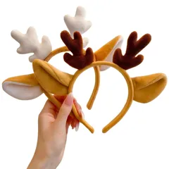 【もこもこトナカイ】トナカイ カチューシャ 2個セット コスプレ トナカイ クリスマス 仮装 可愛い 髪飾り 大人 子供 レディース 