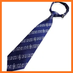【新品】 [クインテット] 日本製 音符柄 キッズ ネクタイ 子供 ワンタッチ 子ども用 音楽柄 卒園式 入学式 卒業式 発表会 ステージ衣装 03-0511 (ネイビー/シルバー, トドラーサイズ) 1