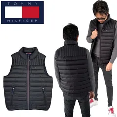 トミーヒルフィガー TOMMY HILFIGER 中綿 ベスト ダウン メンズ 159AN478 ブラック ロゴ 防寒 防風 ジッパーアウター NYLON QUILTED VEST 新品 正規品 未使用品