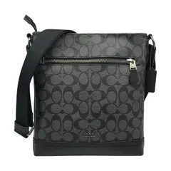 COACH コーチ ショルダーバッグ レディース シグネチャー PVC レザー サコッシュ 斜め掛け チャコール/ブラック F79053 中古 T1