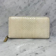 イタリア製 長財布 ダイヤモンドパイソン 蛇革 Python ラウンドファスナー ホワイト 白