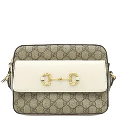 グッチ GUCCI ショルダーバッグ ホースビット 1955 スモール ショルダーバッグ GGスプリームキャンバス レザー ブラック ゴールド金具 白 ベージュ  645454 【保存袋】【中古】