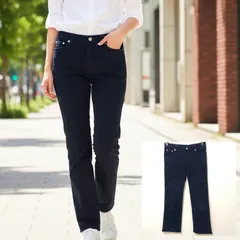シンプル◎ 大人◎【agnes b.】アニエスベー カジュアル パンツ ブーツカット コットン混 綿 日本製 ボトムス ズボン 上品 着回し マルチ オフィスカジュアル オシャレ ブラック レディース サイズ 40 /M39278jaのサムネイル