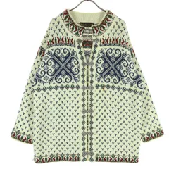 norstrikk ノルドストリック ノルウェー製 フェアアイル柄 メタルフック カーディガン Ｍ ホワイト系 ノルディック メンズ 古着