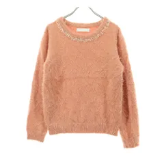 美品 CECIL McBEE セシルマクビー 長袖 ビジュー シャギー ニット M オレンジ系 レディース 古着