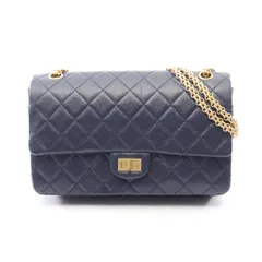 シャネル CHANEL ショルダーバッグ 2.55 マトラッセ Wフラップ A37587 ネイビー レザー 2.55 ラージ チェーンショルダー レディース Used A