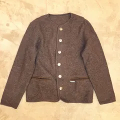 美品！Hammerschmid ハンマースミッド／ウール100％ メタルボタン カーディガン／ ジャケット風 伝統 チロリアン ニット ブラウン系 大きめサイズ