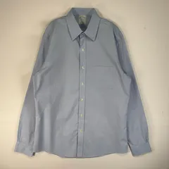 古着 ブルックスブラザーズ Brooks Brothers 長袖シャツ MILANO カラーステイ 胸ポケ M  ブルー系 無地 メンズ