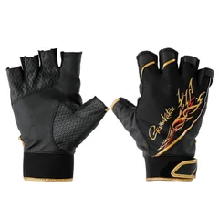 がまかつ ストレッチフィッシンググローブ (5本切) GM-7309 ブラック×ゴールド LLサイズ / 【メール便発送】 gamakatsu