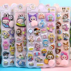 ラブブ Labubu 4枚セット お尻3Dシール ぷくぷくシール ステッカーデコ 装飾用 スマホケース飾り ねこ ご褒美シー おしりぷにぷにシール ごほうびシール 立体シール DIY用 可愛いシール 手帳 貼り付け 水筒 ペン ステッカー アルバム らぶぶ