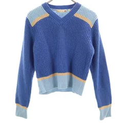 UNIQLO ユニクロ マルニ MARNI コラボ 長袖 Vネック セーター L ブルー ニット レディース 古着