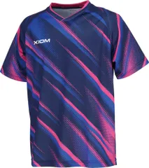 エクシオン XIOM 卓球 フォート シャツ FORT SHIRT ゲームシャツ 半袖 トップス ストレッチ 吸汗速乾 試合 部活 練習 トレーニング メンズ レディース  GAS00003 031 ネイビー×ロゼ