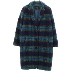 To b. by agns b トゥービーバイアニエスベー ウールブレンド チェック柄 ロングコート 38 ブルー系 レディース 古着