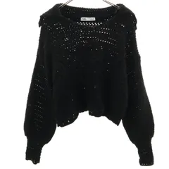 ZARA ザラ 長袖 デザイン セーター S ブラック ニット レディース 古着