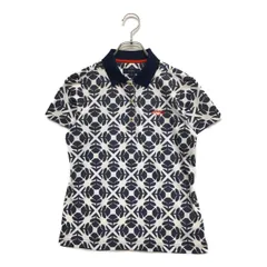 中古 レディース キャロウェイ Callaway 半袖ポロシャツ M 紺×白 ネイビー×ホワイト 花柄