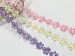 and.A 小花のレース 3M 幅1.3cm リボン ケミカルレース モチーフ ハンドメイド リメイク 布 生地 ハギレ (mix-b)
