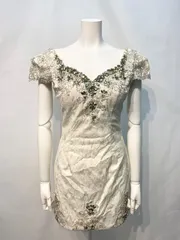 1949 ROBE de  FLEURS Glossy ローブドフルールグロッシー　キャバクラ　ドレス　ビジュー　ジャガード　タイト　ストーン　キラキラ　ミニ　キャバドレス　S