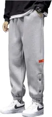 X-cross クロス イージーパンツ メンズ 大きいサイズ ジョガーパンツ ジャージ 下 スポーツ トレーニング 裾リブタイプ カジュアル アウトドア 裾リブパンツ オシャレ サイドホック 部屋着 ルームパンツ ロングパンツ (グレー,  S)