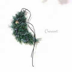 〖森の香りに包まれる三日月リース〗プリザーブドフラワー ドライフラワー クレッセント クレセント ハーフ グリーン 北欧インテリア ナチュラル