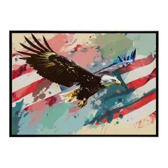 【B1サイズ（約73x103cm）】【lh-poster-8749】【フレーム付き】アメリカン＆イーグル 国旗 鷹 鷲 トンビ 星条旗 フラッグ アメリカ アートポスター インテリア アメリカンレトロ インダストリアル ハリウッド