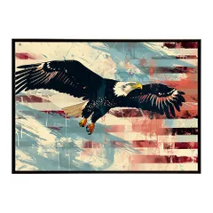 【B1サイズ（約73x103cm）】【lh-poster-8760】【フレーム付き】アメリカン＆イーグル 国旗 鷹 鷲 トンビ 星条旗 フラッグ アメリカ アートポスター インテリア アメリカンレトロ インダストリアル ハリウッド