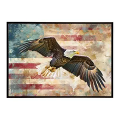 【A0サイズ（約84x119cm）】【lh-poster-8766】【フレーム付き】アメリカン＆イーグル 国旗 鷹 鷲 トンビ 星条旗 フラッグ アメリカ アートポスター インテリア アメリカンレトロ インダストリアル ハリウッド