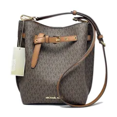 【中古】 マイケルコース ショルダー バッグ バケット モノグラム EMILIA ブラウン 35HOGU5M5B レディース