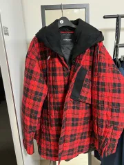 SONGZIO ソンジオメンズ レッド キルティングCHECK WHO フードジャケット 50サイズ