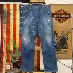 00s リーバイス501 ボタンフライ ヴィンテージ ダメージ ストレート デニムパンツN84