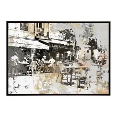 【B4サイズ（約25x36cm）】【lh-poster-8908】【フレーム付き】コンセプトアート ヨーロッパ レトロシャビー ポスター ロンドン パリ 街並み 海外 シティ 車 ビル お店 インテリア アート モダン