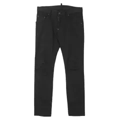 【SALE】DSQUARED2 ディースクエアード スケータージーンズ 2019年製 シグネチャー ロゴ レザーパッチ 5P ボタンフライ ストレッチ スリムテーパード デニム パンツ ボトムス メンズ サイズ 42 ブラック 黒 ルーマニア製
