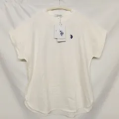 【新品・タグ付き】U.S.POLOASSN ユーエスポロアッスン 綿100％フレンチスリーブオーバーサイズ刺繍Tシャツ オフホワイト M □○