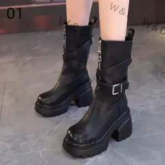 【送料無料】中丈ブーツ ヒール マーティンブーツ 秋冬 新作 レディース 保温 撥水 レザー カジュアル おしゃれ すっきりシルエット 着痩せ 大人可愛い 軽やかさと温かさを兼ね備えた、着痩せ見える中丈ヒールマーティンブーツ