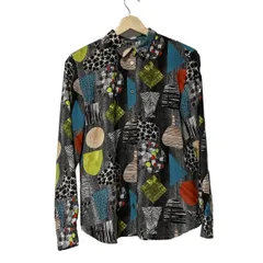 PaulSmith(ポールスミス) 長袖シャツブラウス サイズ40 L レディース新品同様  - ダークグレー×ライトグリーン×マルチ POTTERY