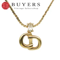 【中古】 クリスチャンディオール ネックレス CDロゴ メタル ラインストーン ゴールド アクセサリー メッキ GP レディース 女性 Christian Dior