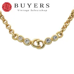 【中古】 クリスチャンディオール ネックレス CDロゴ メタル ラインストーン ゴールド メッキ チョーカー アクセサリー レディース 女性 Christian Dior