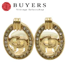 【中古】 クリスチャンディオール イヤリング CDロゴ メタル ラインストーン ゴールド メッキ GP アクセサリー レディース 女性 Christian Dior