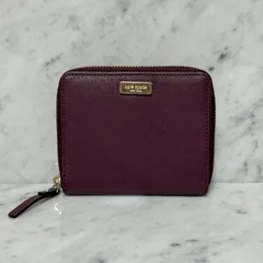 kate spade ケイトスペード 二つ折り財布 ジップ パープル 紫 本革 レザー ロゴ
