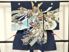 平和屋着物[]お宮参り　男の子　祝着　産着　初着　のしめ　龍　兜　打ち出の小槌　熨斗吉祥文　暈し染め　金彩　逸品　DAAY3382ma