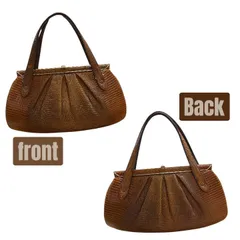 リザードレザー　ハンドバッグ　昭和レトロ　ヴィンテージ　ブラウン　トカゲ　革　フォーマルバッグ　和装バッグ