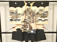 平和屋着物[]お宮参り　男の子　祝着　産着　初着　のしめ　龍　兜　鷹　鷲　松文　金彩　逸品　DAAY3385ma