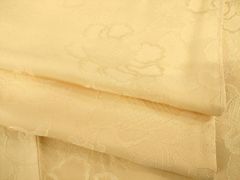 平和屋着物○上質な色無地 花唐草地紋 杏色 正絹 逸品 AABE3421ck
