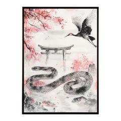 【B2サイズ（約51x73cm）】【lh-poster-9420】【フレーム付き】蛇 ヘビ snake スネーク ヘビ年 干支 爬虫類 コブラ アナコンダ ハブ マムシ ニシキ ポスター インテリア