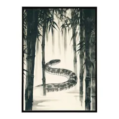 【B3サイズ（約36x51cm）】【lh-poster-9422】【フレーム付き】蛇 ヘビ snake スネーク ヘビ年 干支 爬虫類 コブラ アナコンダ ハブ マムシ ニシキ ポスター インテリア